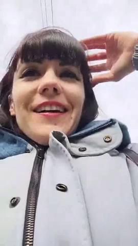 Amateur Brunette MILF Strips and Teases Outdoors Solo